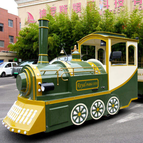 Green Open-Top Trackless Train